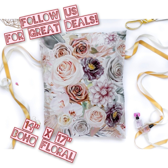 Other - 100 Boho Floral Poly Mailers 14x17